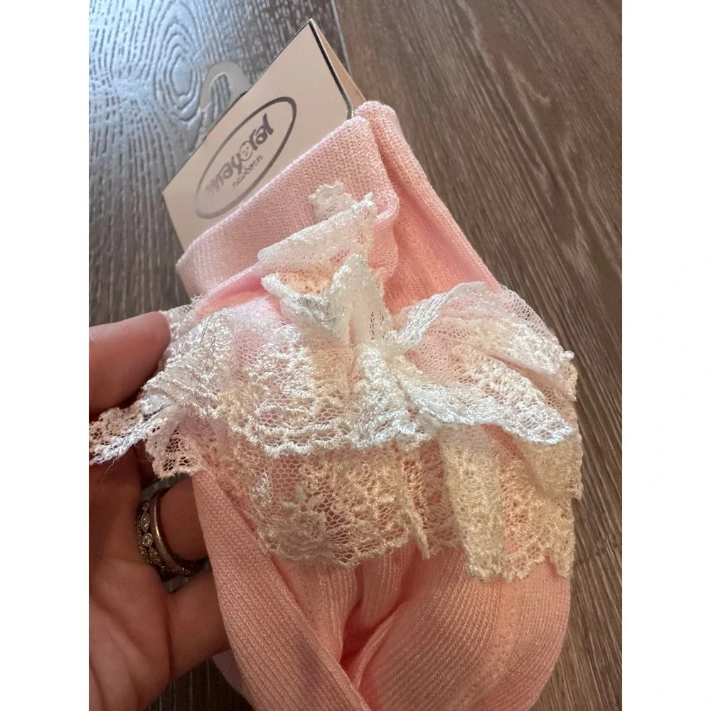 NWT pink Mayoral tights leggings Spanish lace ruffle‎ butt 12 mos